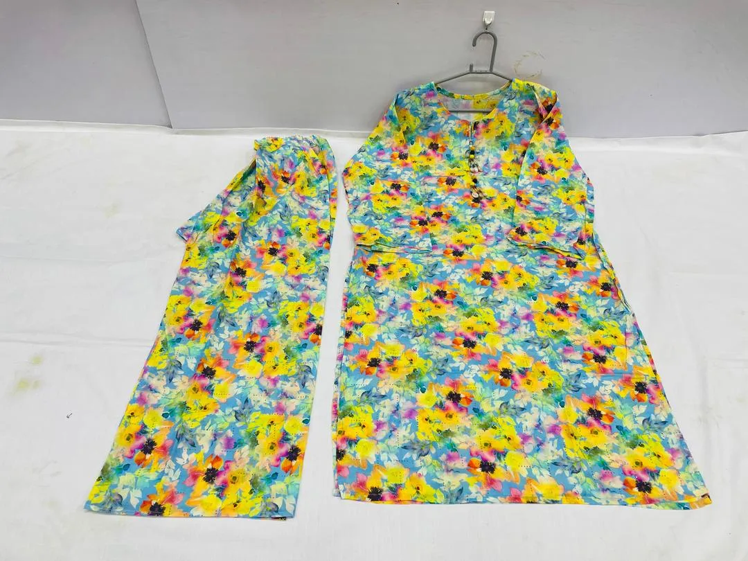 2 Pcs Women's Long Length Stitched Lawn Digital Print Shirt And Trouser with Beats