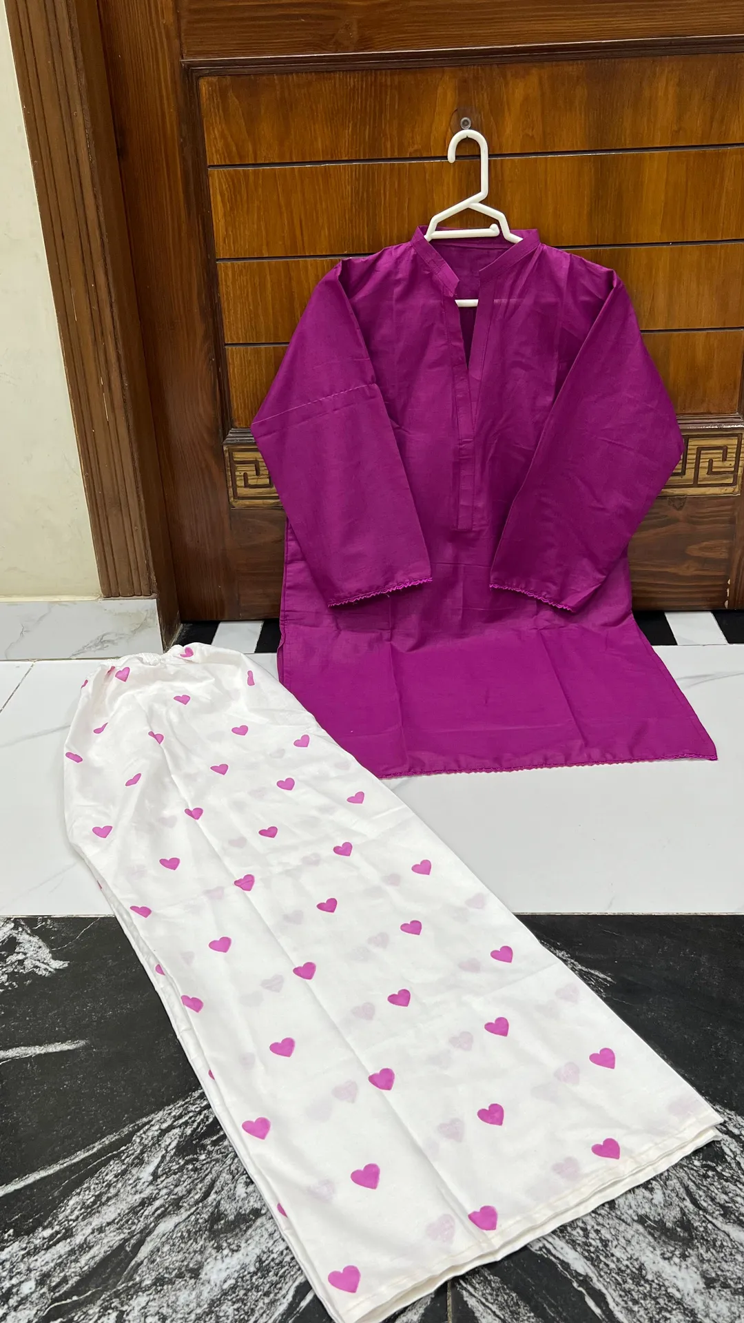 2Pcs Women's Stitched Cotton Lawn Block Printed Shirt And Flapper Viral Heart Printed