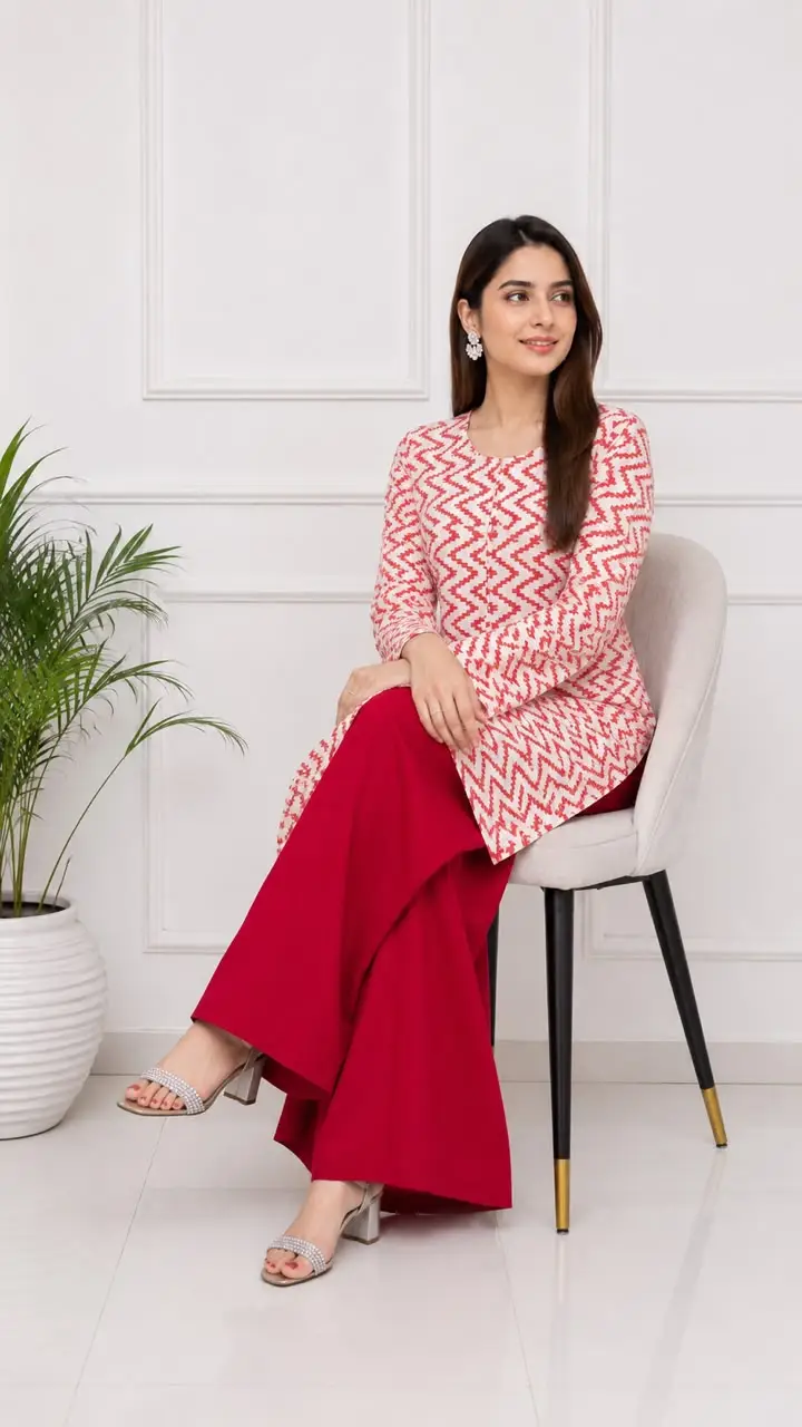 2 Pcs Women's Stitched Cotton Lawn Block Printed Shirt And Farshi Shalwar