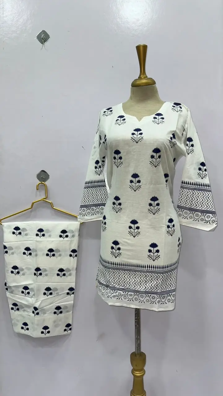 2 Pcs Women's Stitched Cotton Lawn Printed Shirt And Farshi Shalwar
