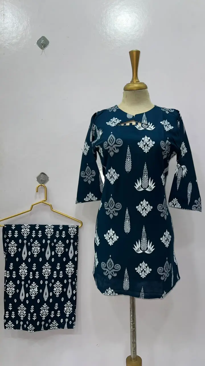 2 Pcs Women's Stitched Cotton Lawn Printed Co-Ord Set (Bangali)