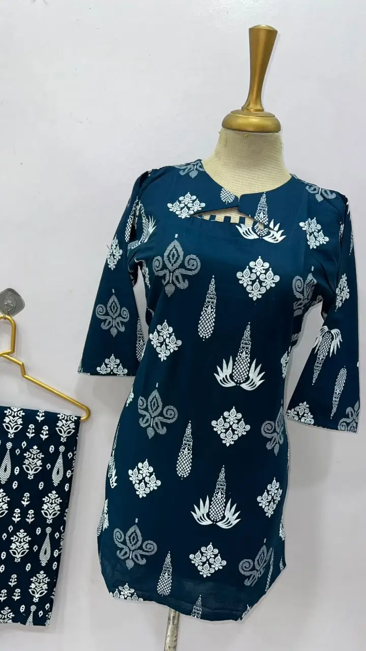 2 Pcs Women's Stitched Cotton Lawn Printed Co-Ord Set (Bangali)