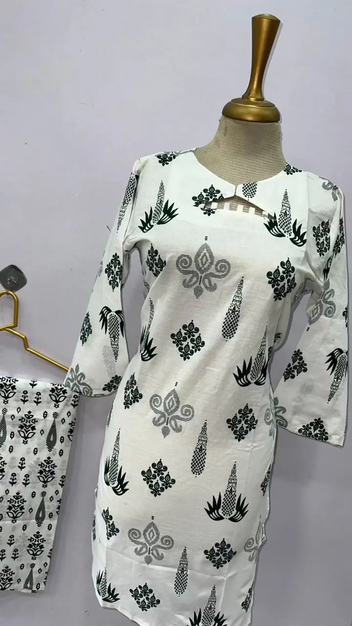 2 Pcs Women's Stitched Cotton Lawn Printed Co-Ord Set (Bangali)