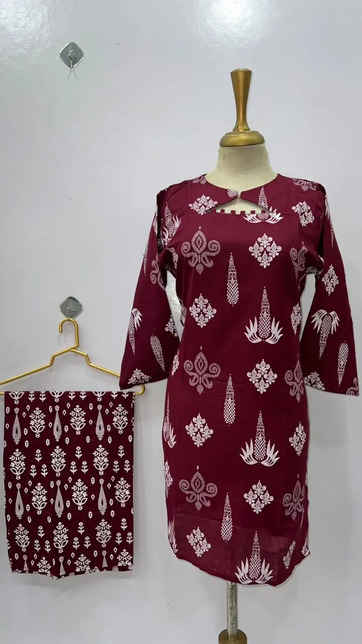 2 Pcs Women's Stitched Cotton Lawn Printed Co-Ord Set (Bangali)