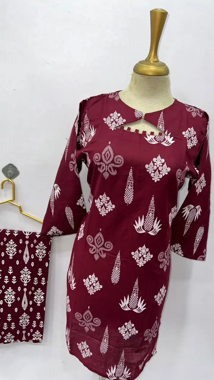 2 Pcs Women's Stitched Cotton Lawn Printed Co-Ord Set (Bangali)