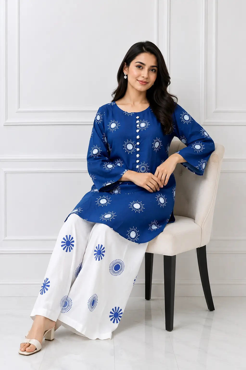 2 Pcs Women's Stitched Cotton Lawn Printed Co-Ord Set Sooraj Print
