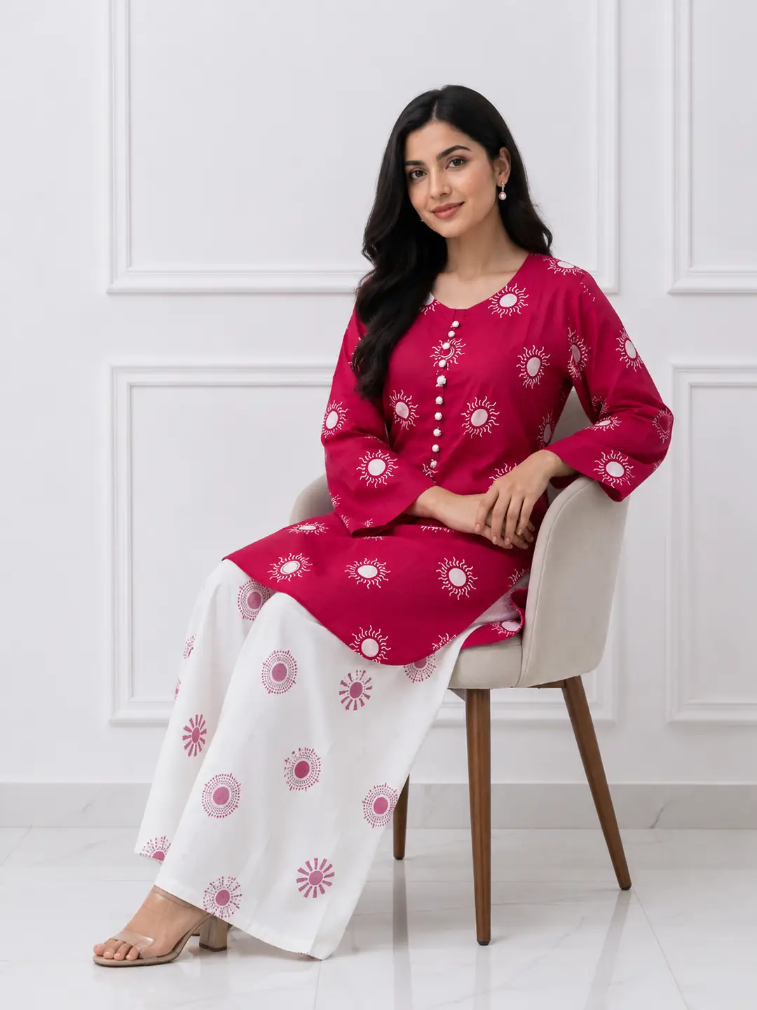 2 Pcs Women's Stitched Cotton Lawn Printed Co-Ord Set Sooraj Print