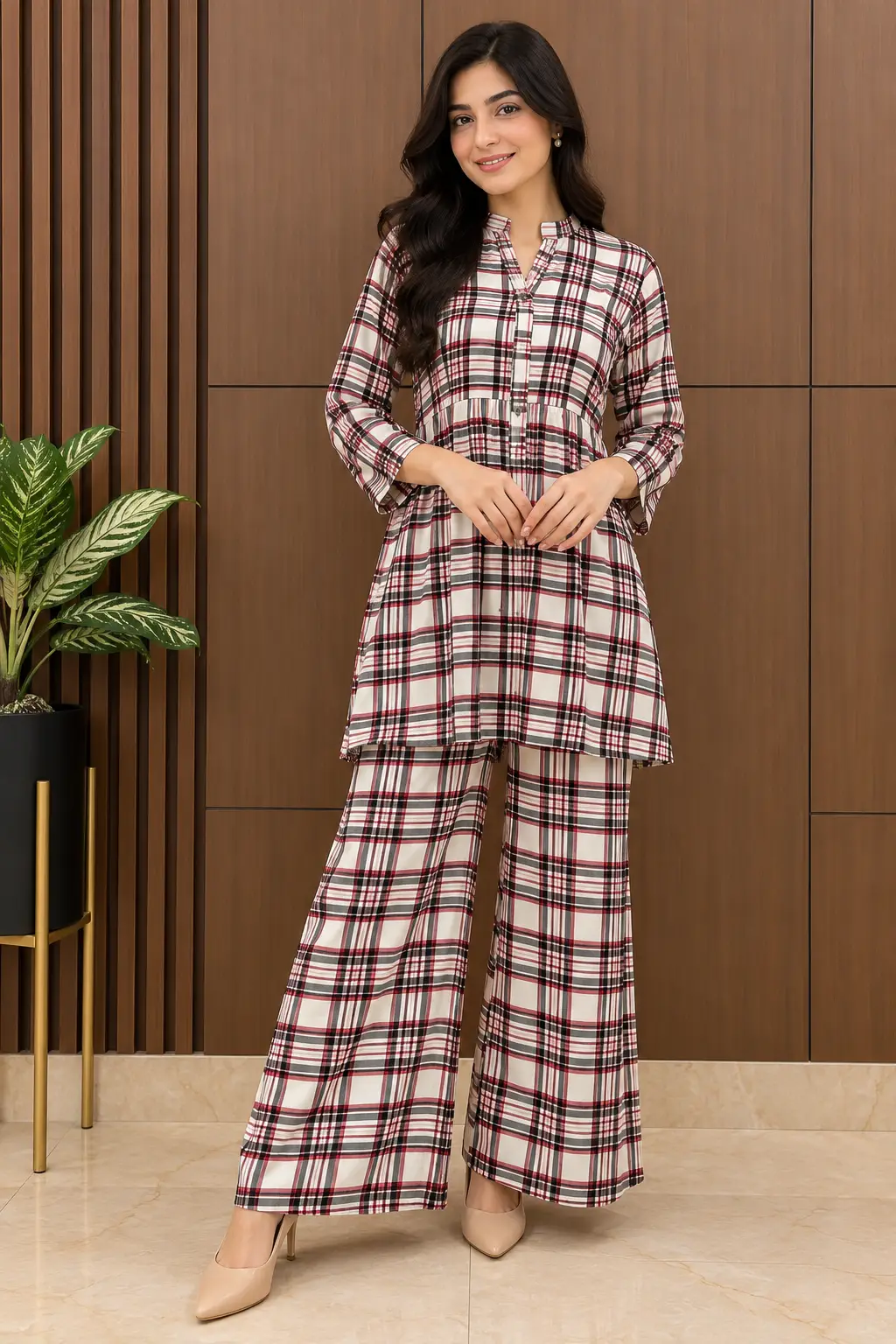 2 Pcs Women's Stitched Linen Printed Co-Ord Set