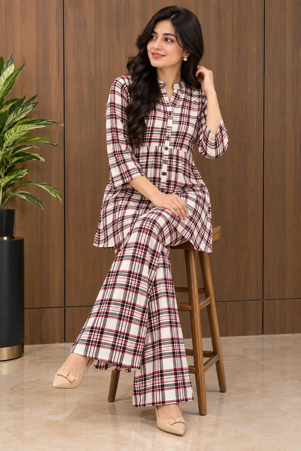 2 Pcs Women's Stitched Linen Printed Co-Ord Set
