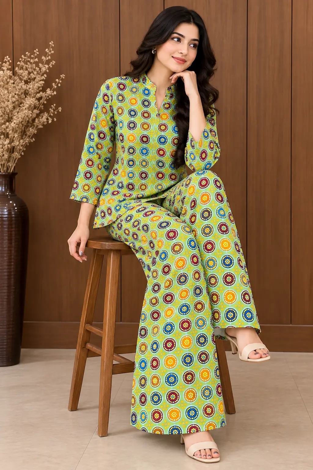 2 Pcs Women's Stitched Linen Printed Co-Ord Set