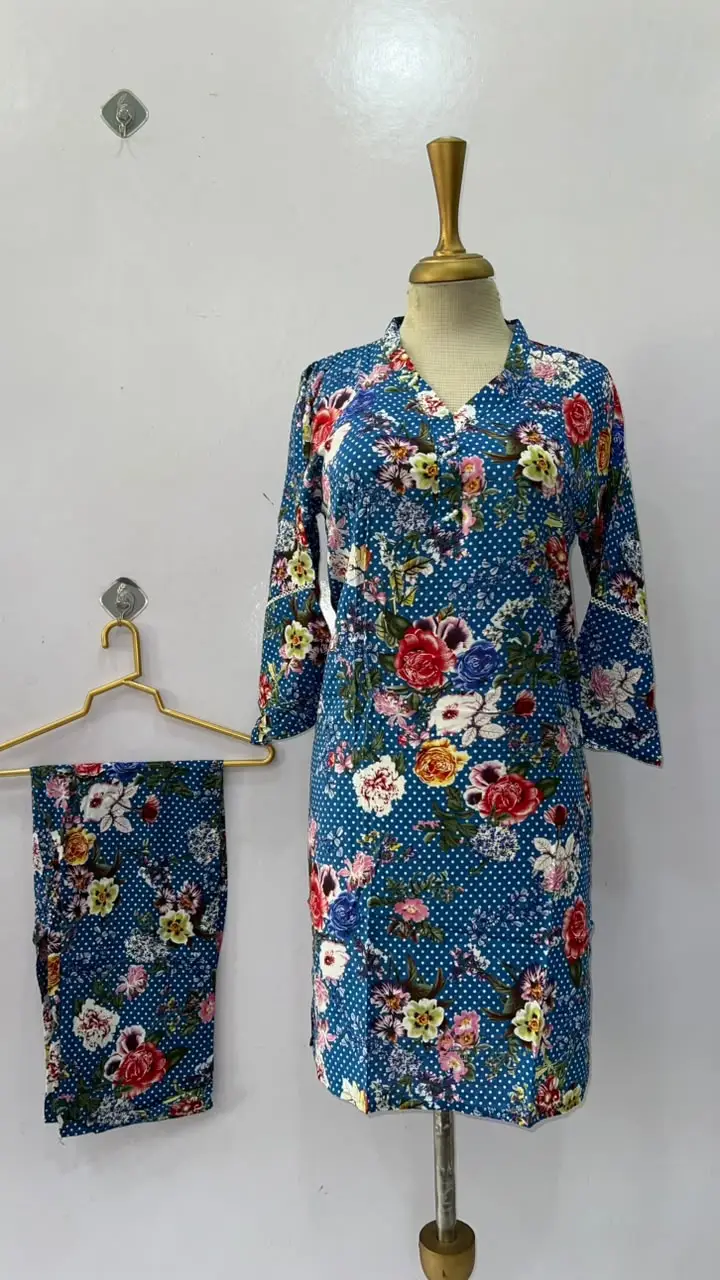 2 Pcs Women's Stitched Linen Printed Shirt And Trouser