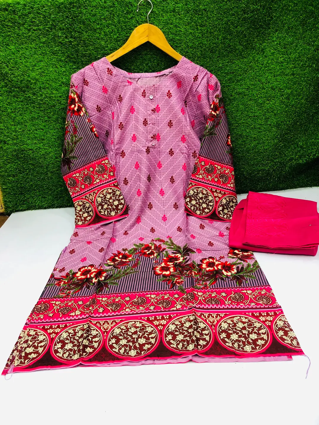 2 Pcs Women's Stitched Linen Printed Shirt And Trouser