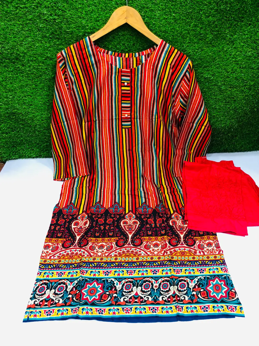 2 Pcs Women's Stitched Linen Printed Shirt And Trouser
