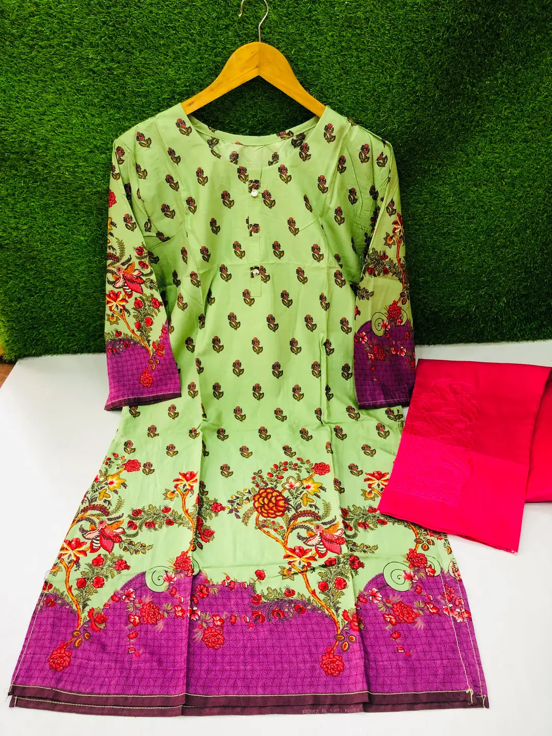 2 Pcs Women's Stitched Linen Printed Shirt And Trouser