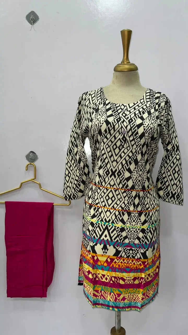 2 Pcs Women's Stitched Linen Printed Shirt And Trouser