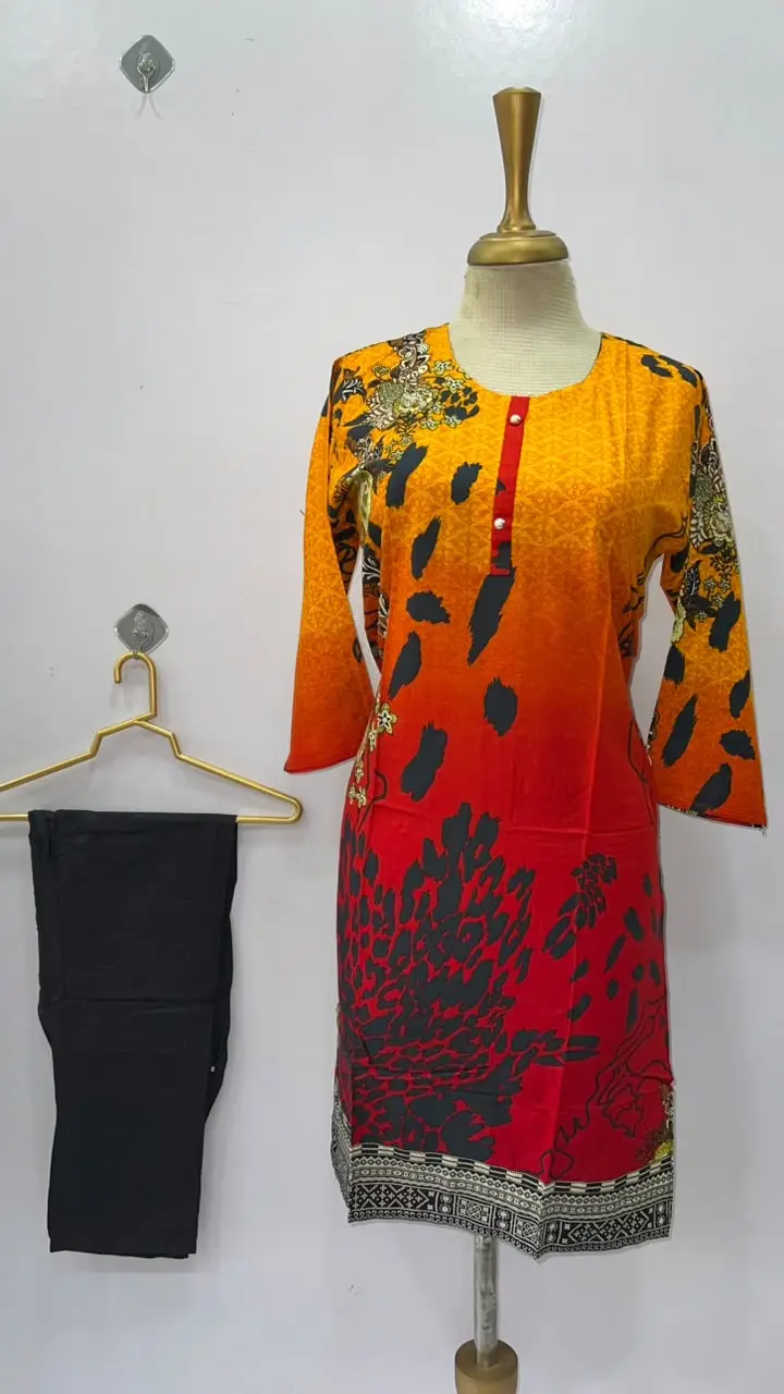 2 Pcs Women's Stitched Linen Printed Shirt And Trouser
