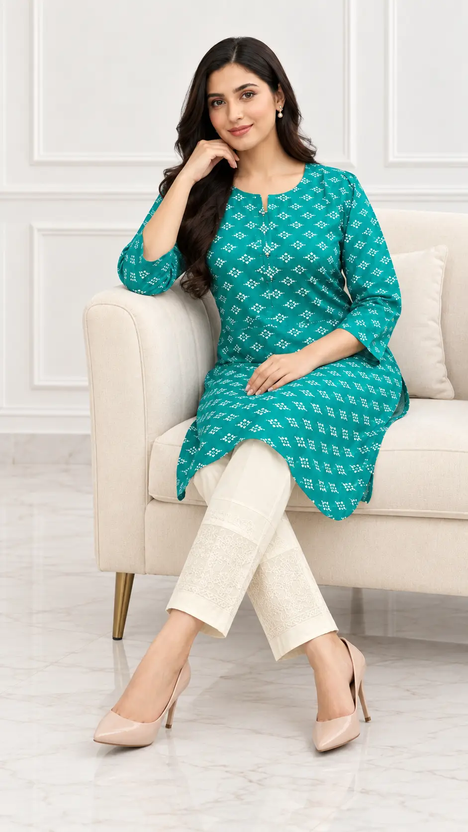 2 Pcs Women's Stitched Linen Printed Shirt And Trouser