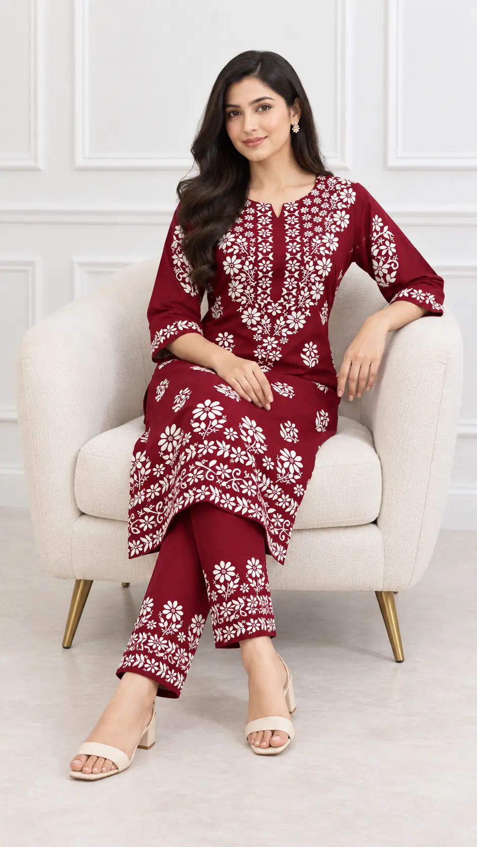 2 Pcs Women's Stitched Linen Printed Shirt And Trouser