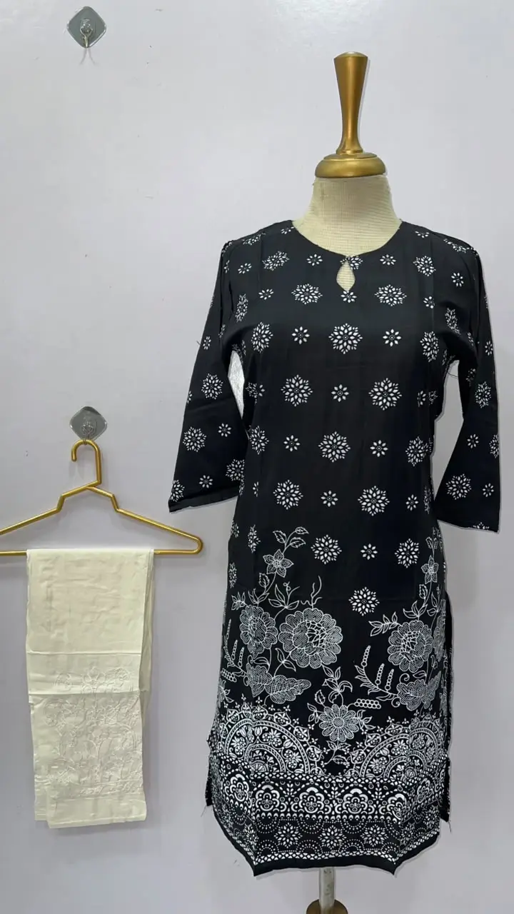 2 Pcs Women's Stitched Linen Printed Shirt And Trouser