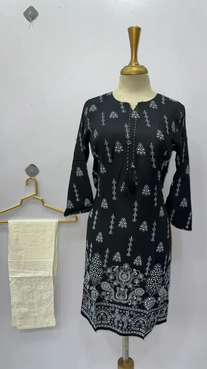 2 Pcs Women's Stitched Linen Printed Shirt And Trouser