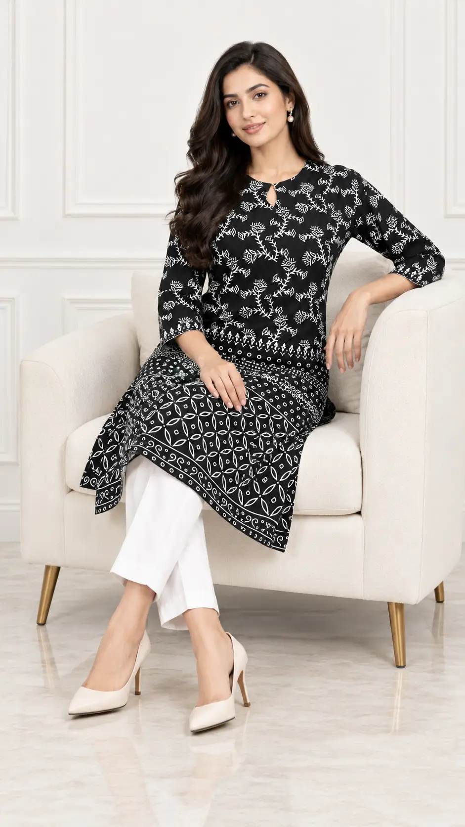 2 Pcs Women's Stitched Linen Printed Shirt And Trouser