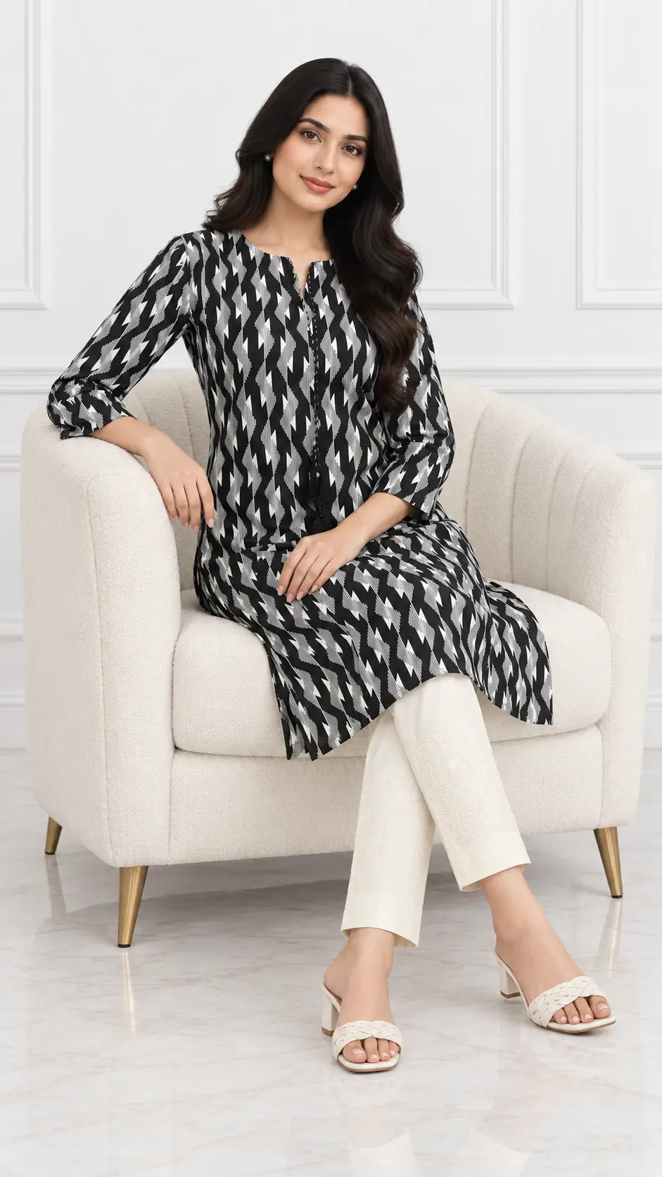 2 Pcs Women's Stitched Linen Printed Shirt And Trouser
