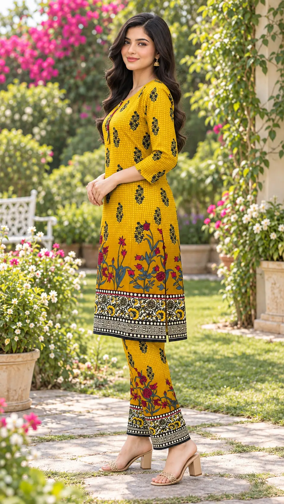 2 Pcs Women's Stitched Linen Printed Shirt And Trouser