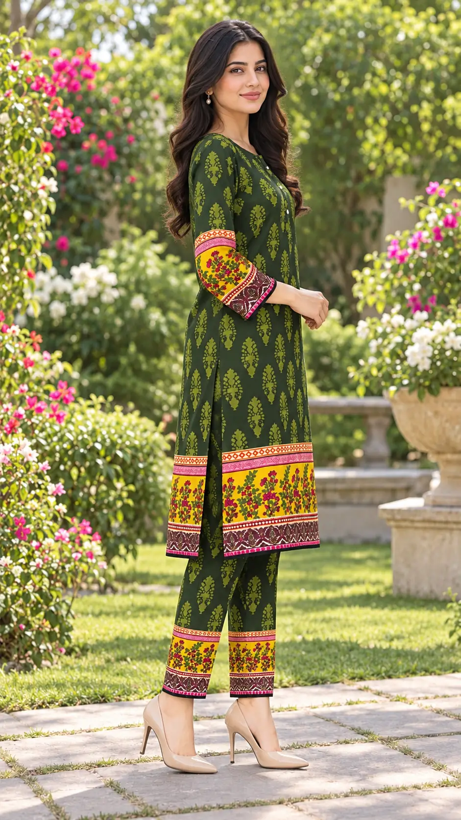 2 Pcs Women's Stitched Linen Printed Shirt And Trouser