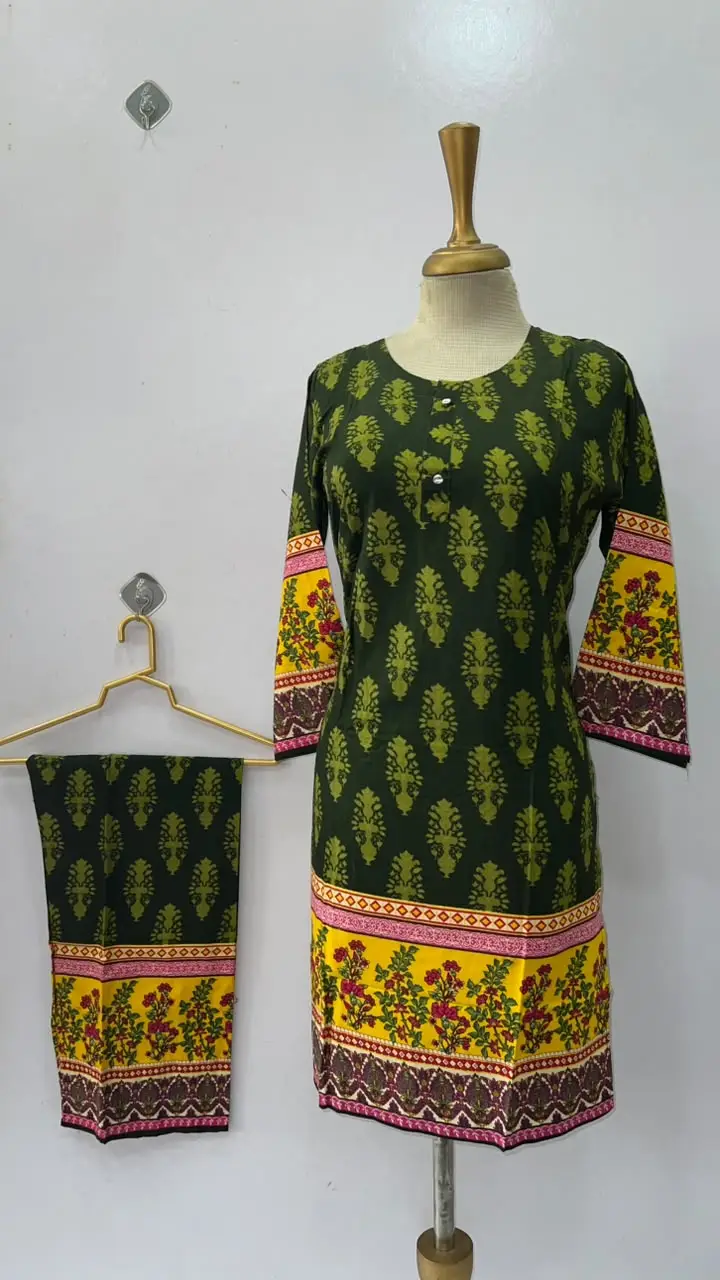 2 Pcs Women's Stitched Linen Printed Shirt And Trouser