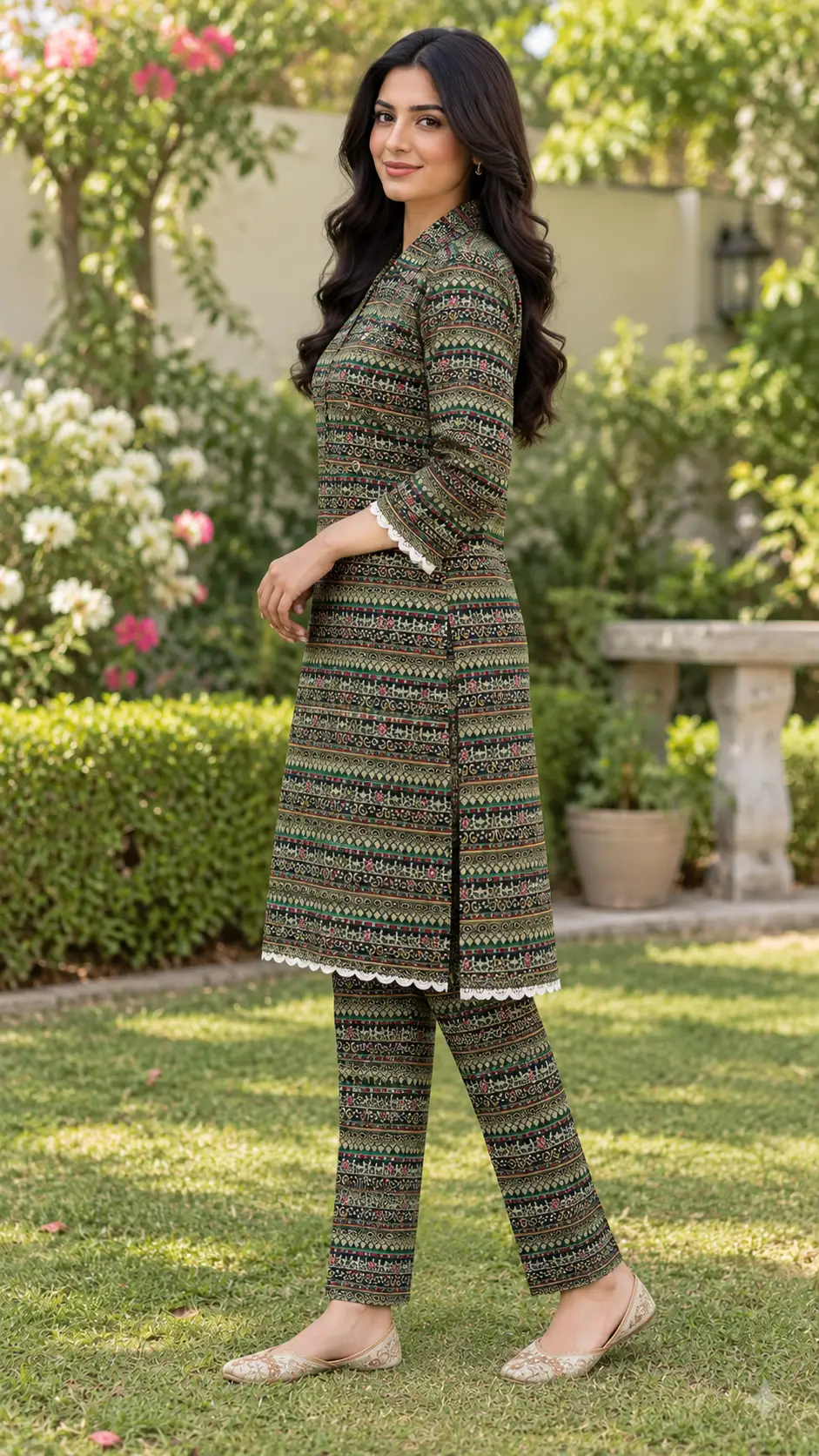 2 Pcs Women's Stitched Linen Printed Shirt And Trouser