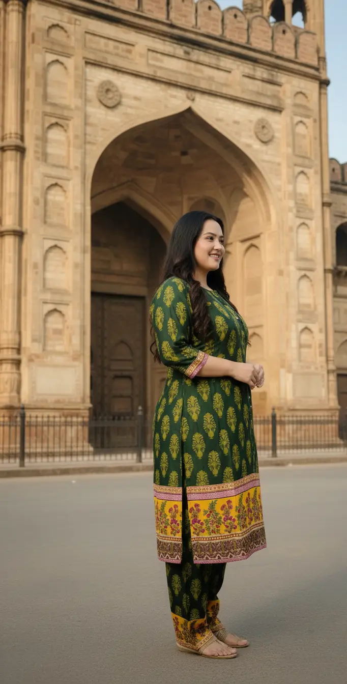 2 Pcs Women's Stitched Linen Printed Shirt And  SHALWAR