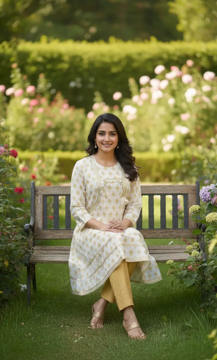 2 Pcs Women's Stitched Cotton Gota Work Frock And Trouser