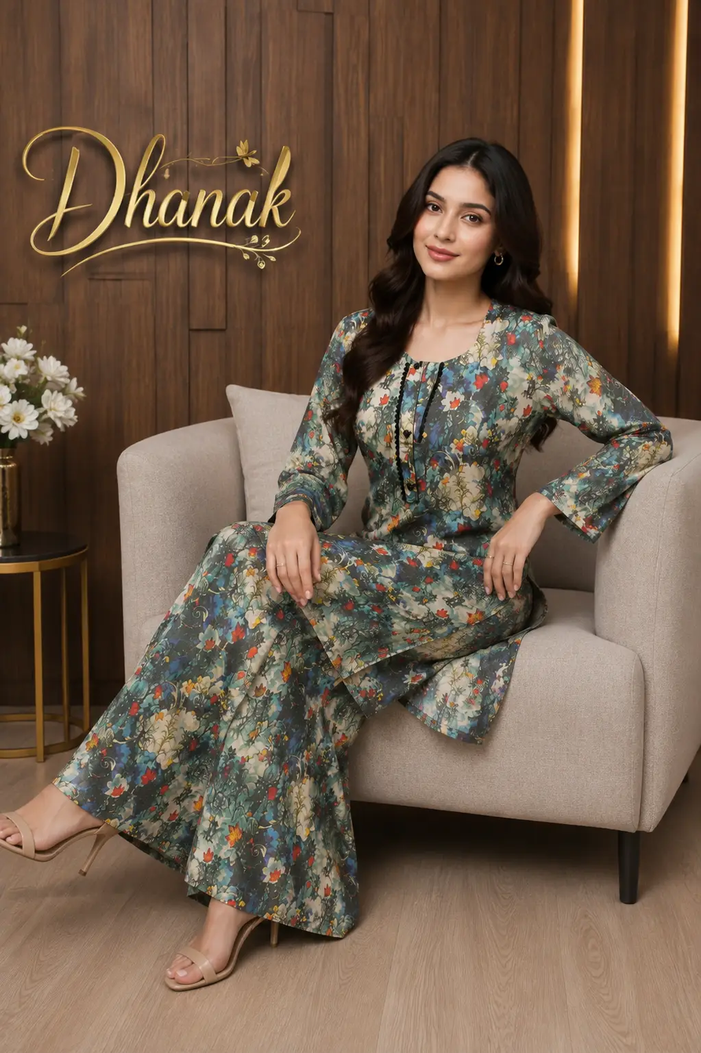 2 Pcs Women's Stitched Dhanak Printed Shirt And Trouser