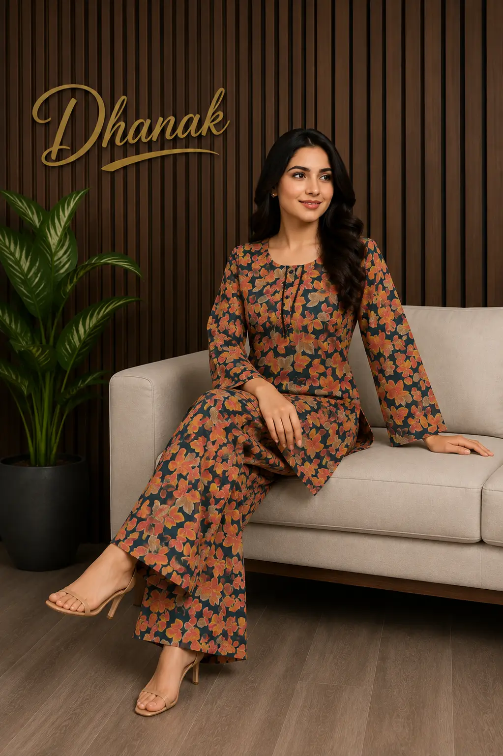 2 Pcs Women's Stitched Dhanak Printed Shirt And Trouser