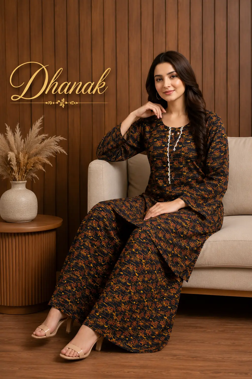 2 Pcs Women's Stitched Dhanak Printed Shirt And Trouser