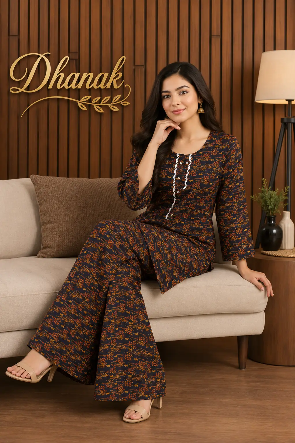 2 Pcs Women's Stitched Dhanak Printed Shirt And Trouser