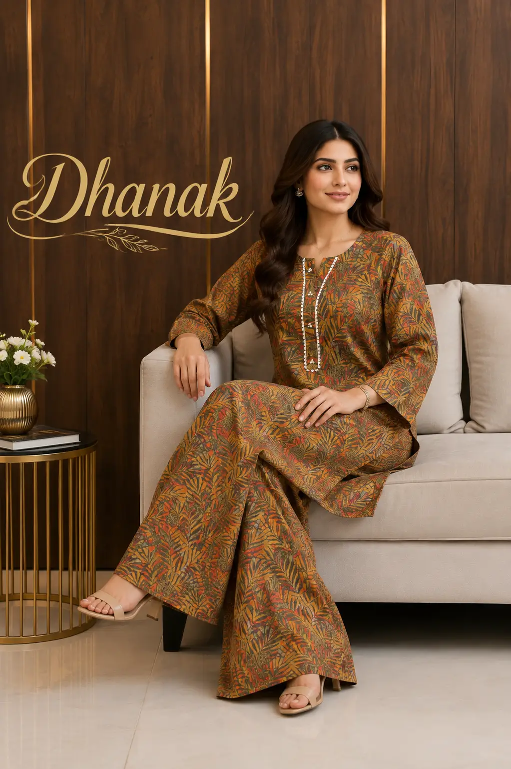 2 Pcs Women's Stitched Dhanak Printed Shirt And Trouser