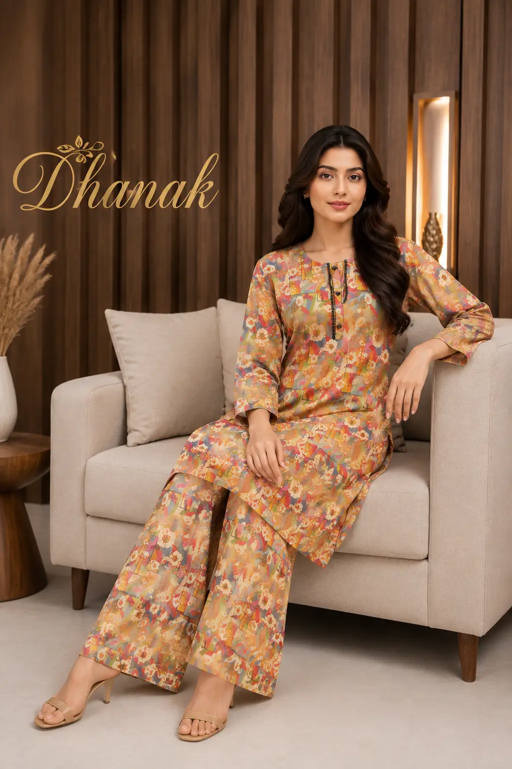 2 Pcs Women's Stitched Dhanak Printed Shirt And Trouser