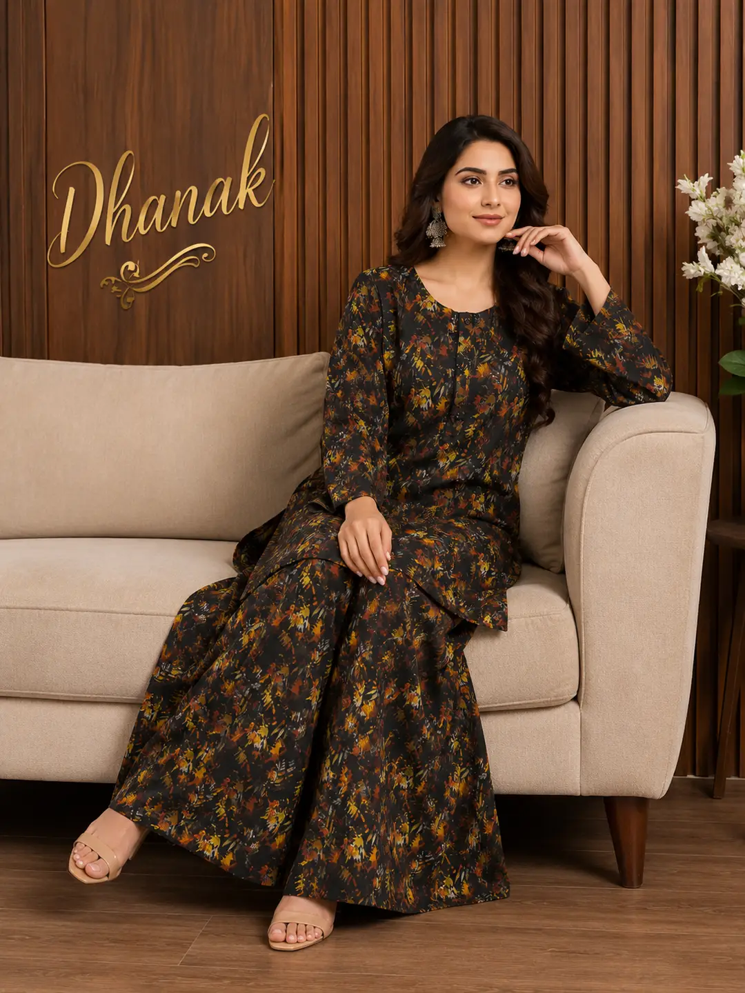 2 Pcs Women's Stitched Dhanak Printed Shirt And Trouser