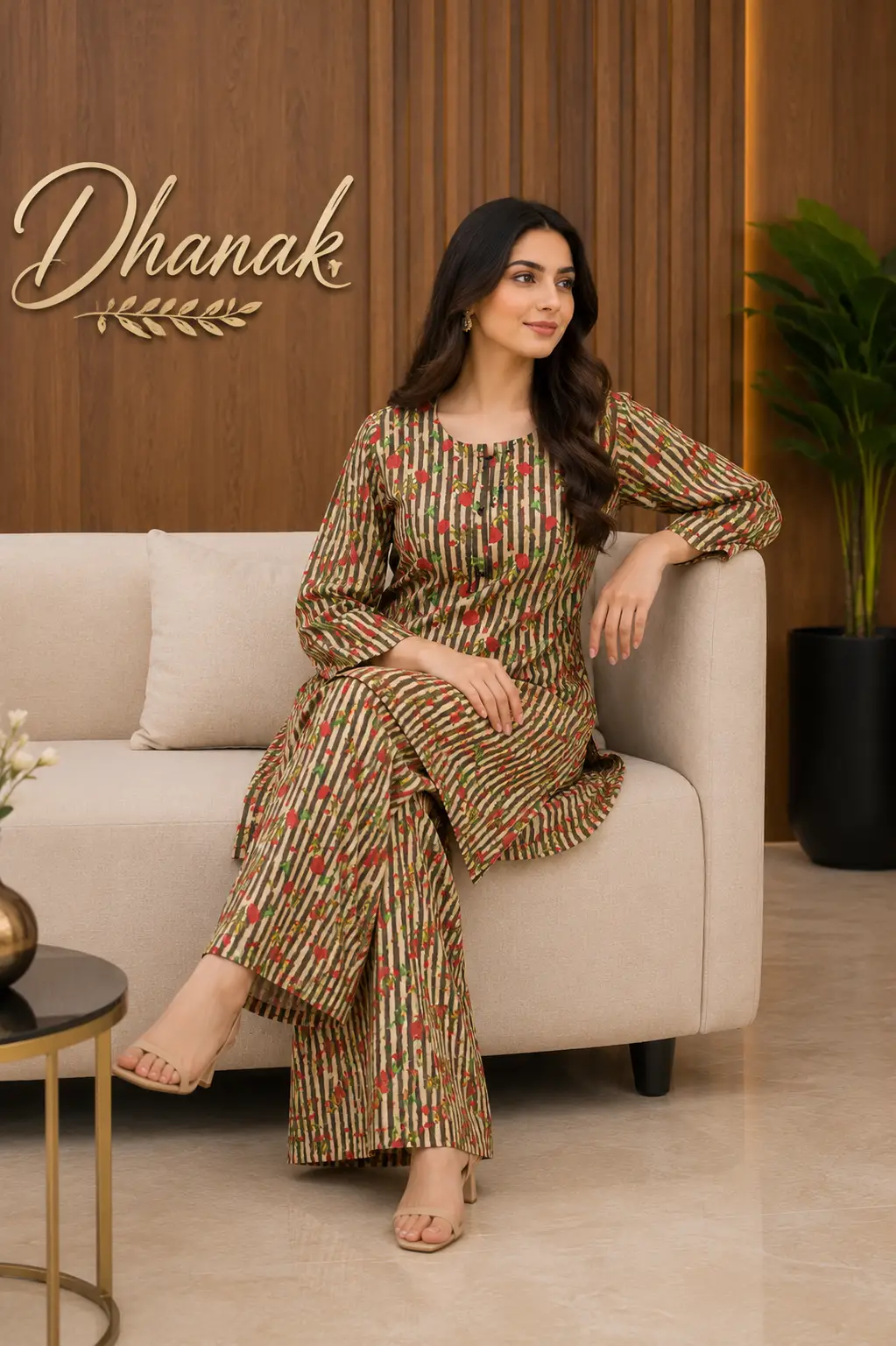 2 Pcs Women's Stitched Dhanak Printed Shirt And Trouser