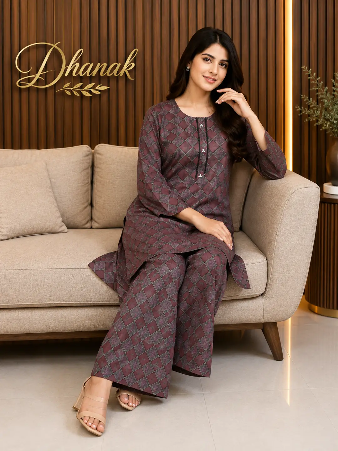 2 Pcs Women's Stitched Dhanak Printed Shirt And Trouser