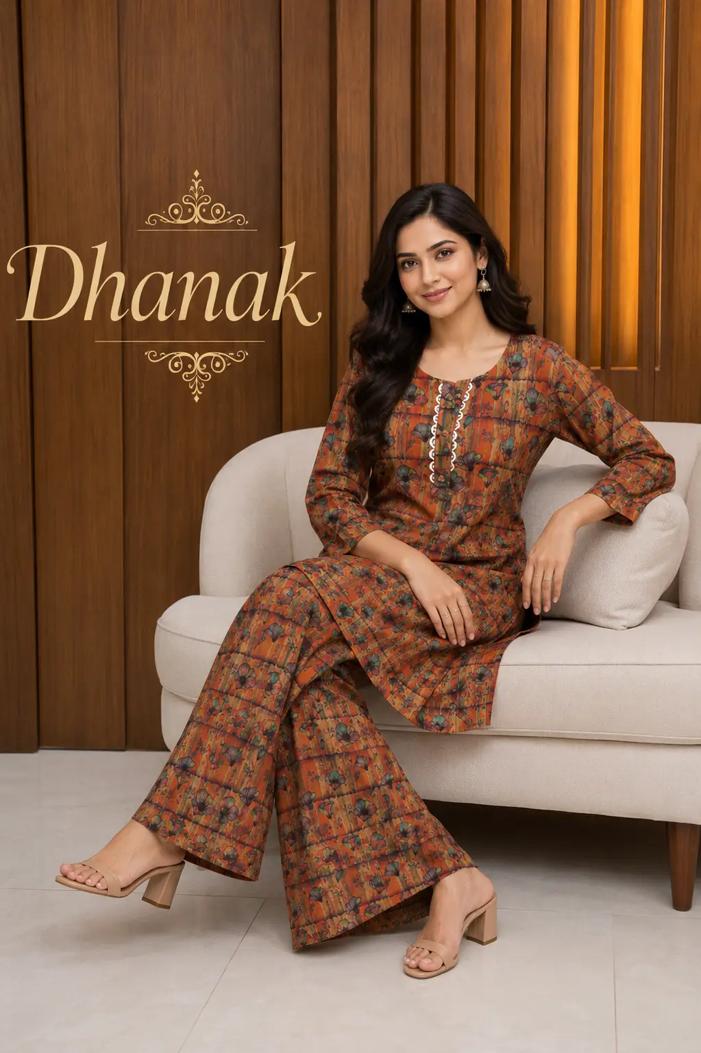 2 Pcs Women's Stitched Dhanak Printed Shirt And Trouser
