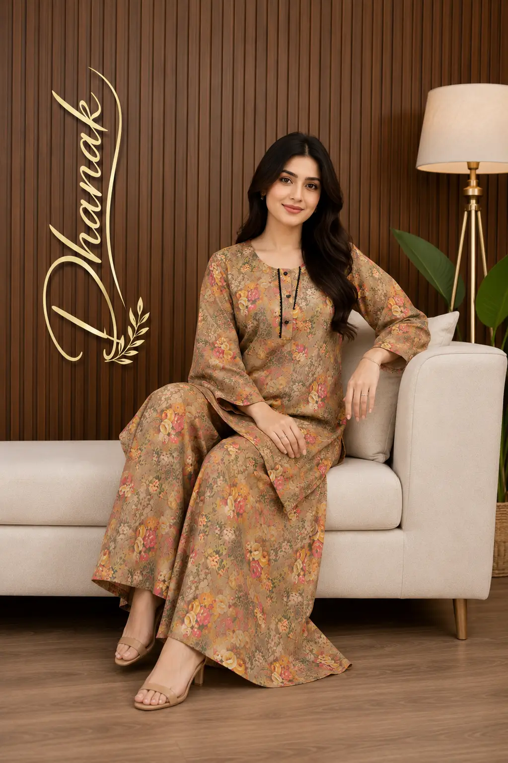 2 Pcs Women's Stitched Dhanak Printed Shirt And Trouser