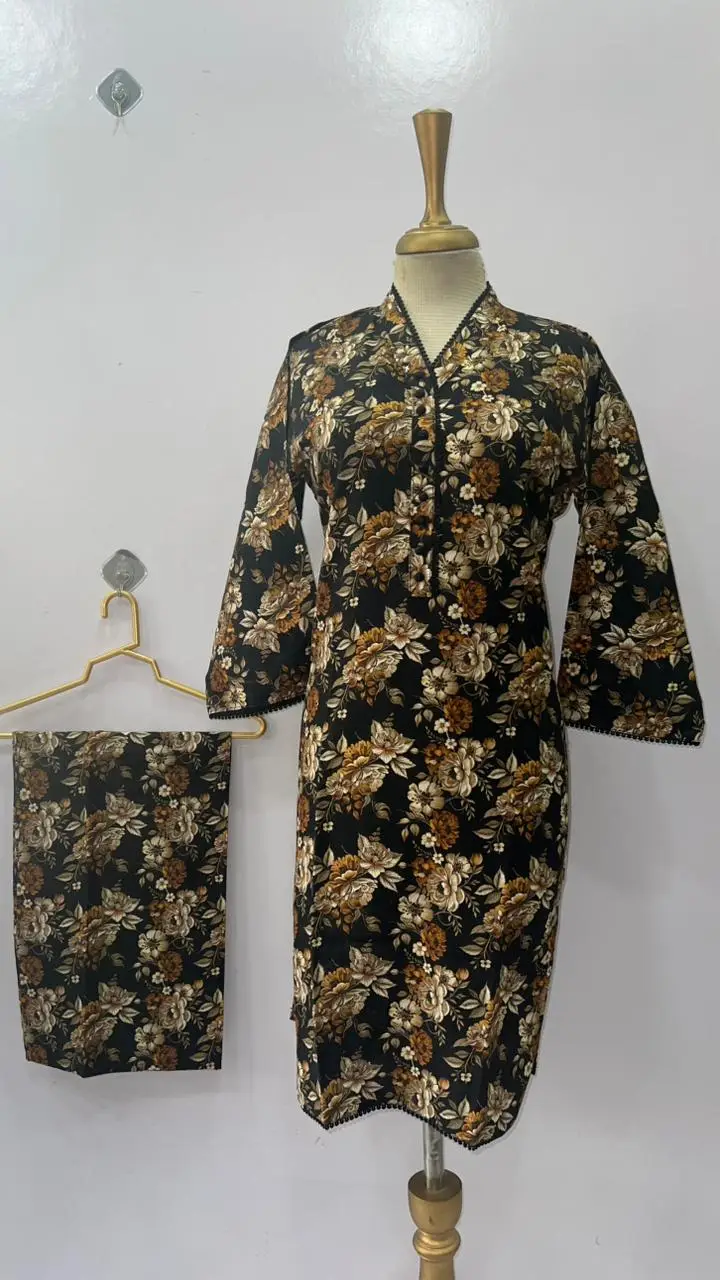 2 Pcs Women's Stitched Bin Saeed Khaddar Dress Long Length
