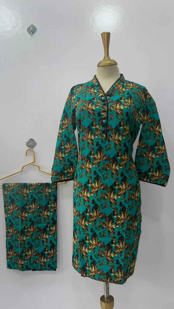 2 Pcs Women's Stitched Bin Saeed Khaddar Dress Long Length