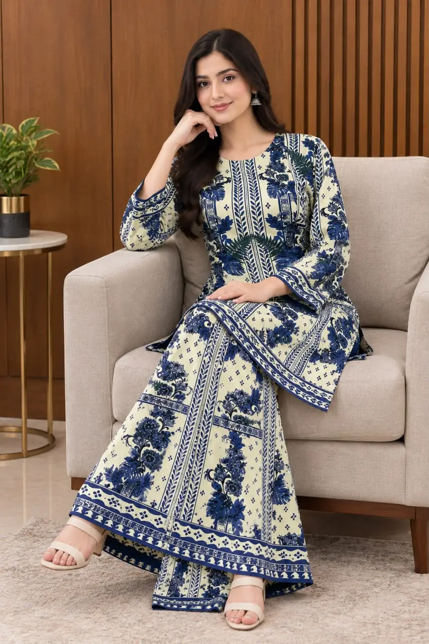 2 Pcs Women's Stitched Luxury Velvet Printed Co-Ord Set