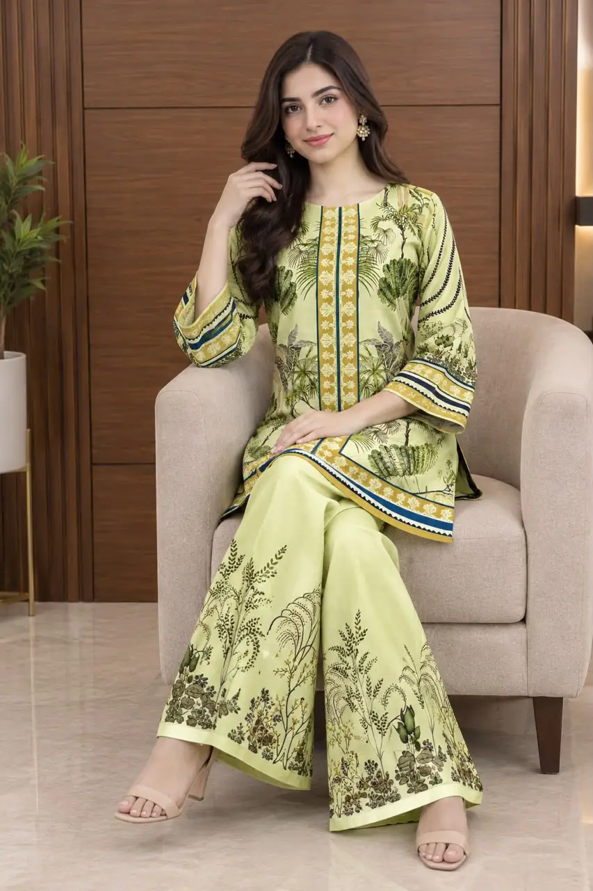 2 Pcs Women's Stitched Luxury Velvet Printed Co-Ord Set