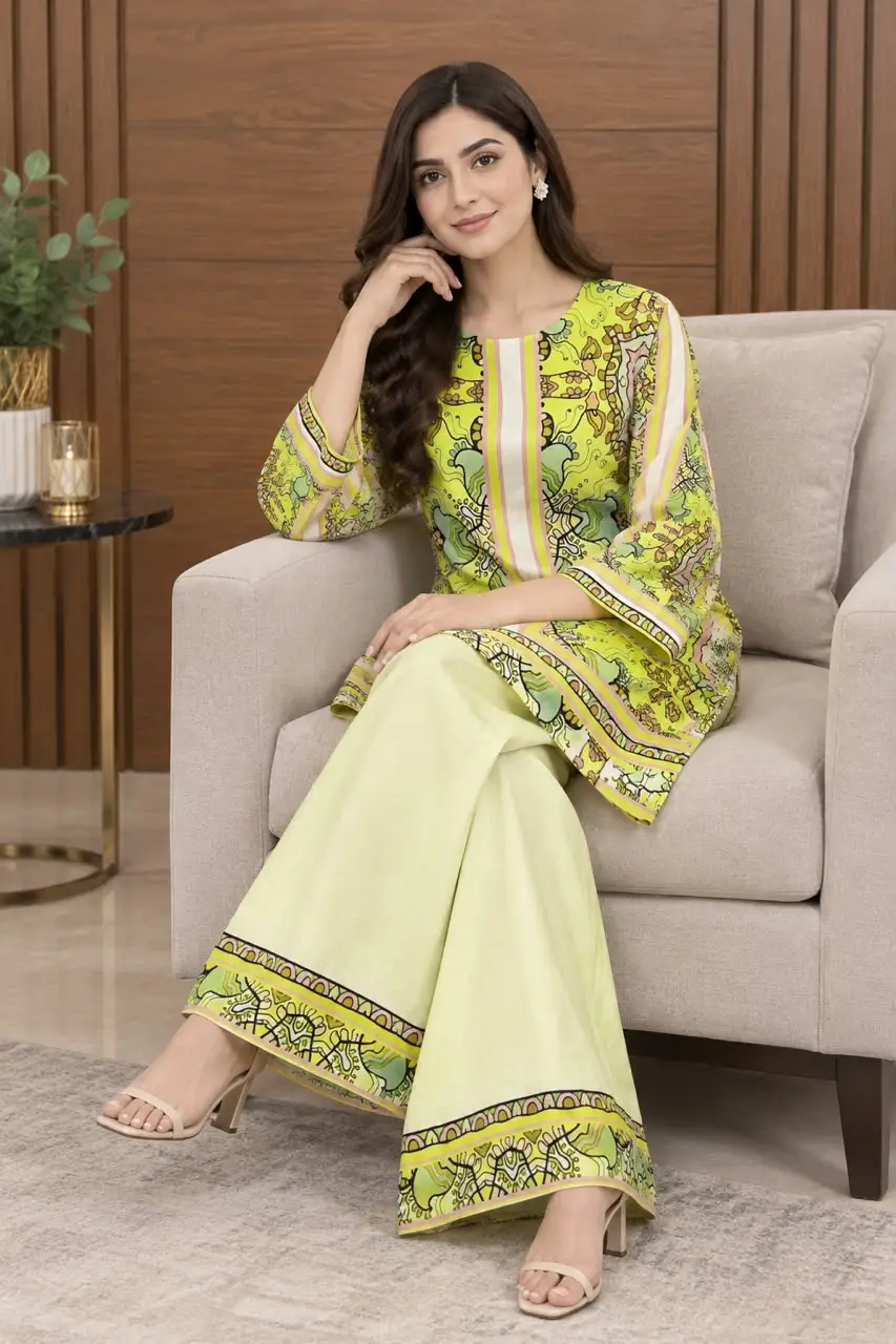 2 Pcs Women's Stitched Luxury Velvet Printed Co-Ord Set