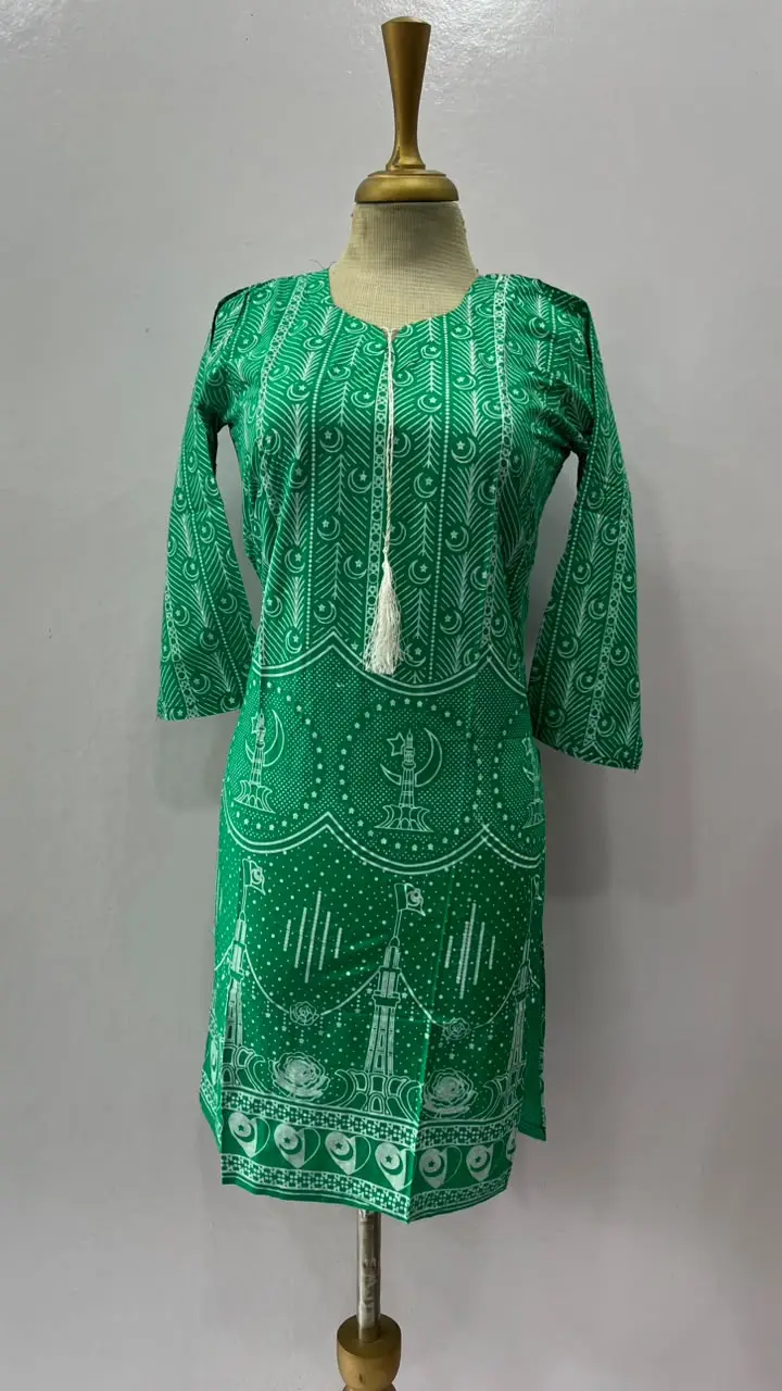 1 Pc Women's Stitched Arabic Lawn Block Printed Shirt Azadi Special