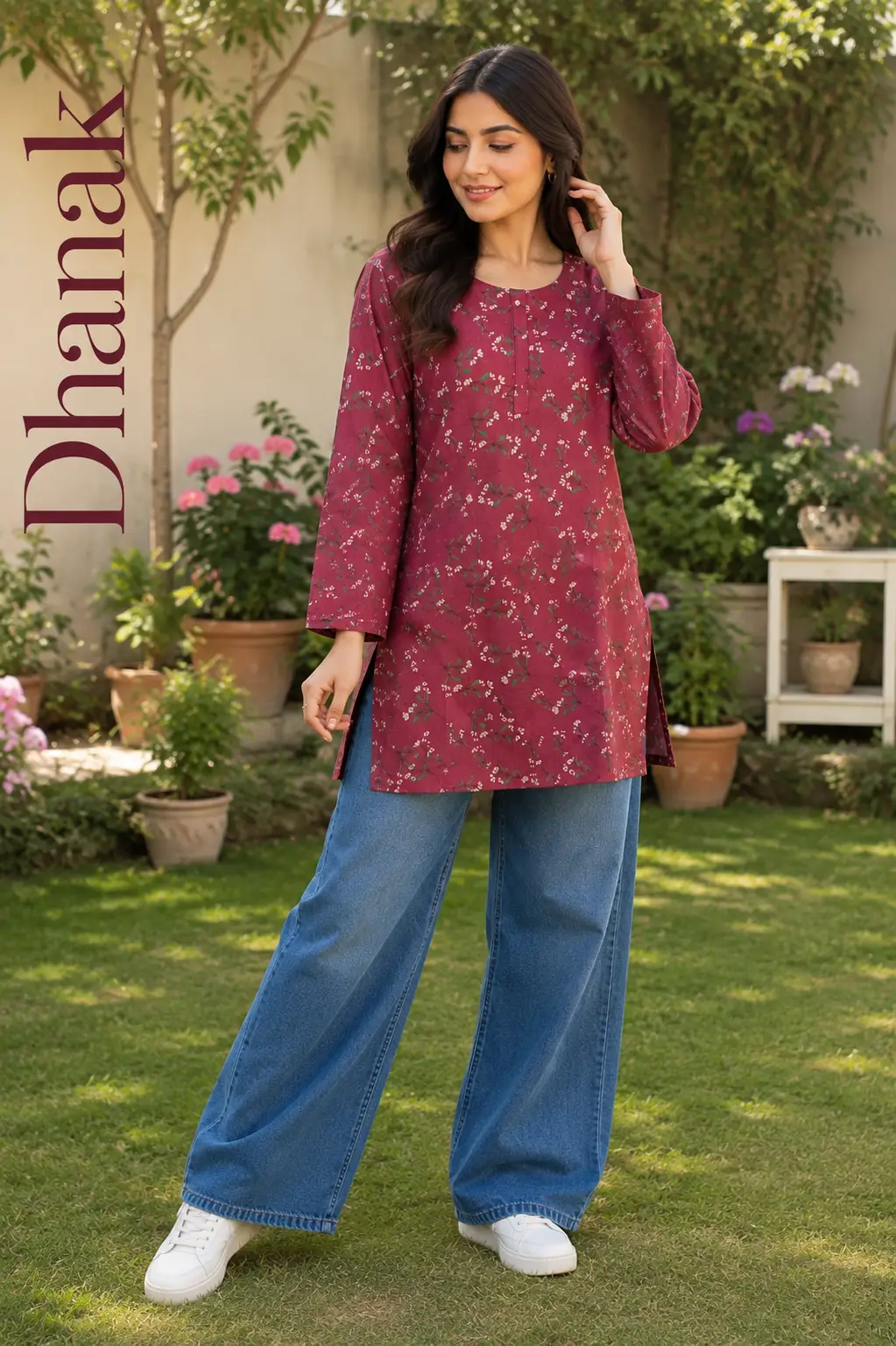 1 Pc Women's Stitched Dhanak Printed Shirt